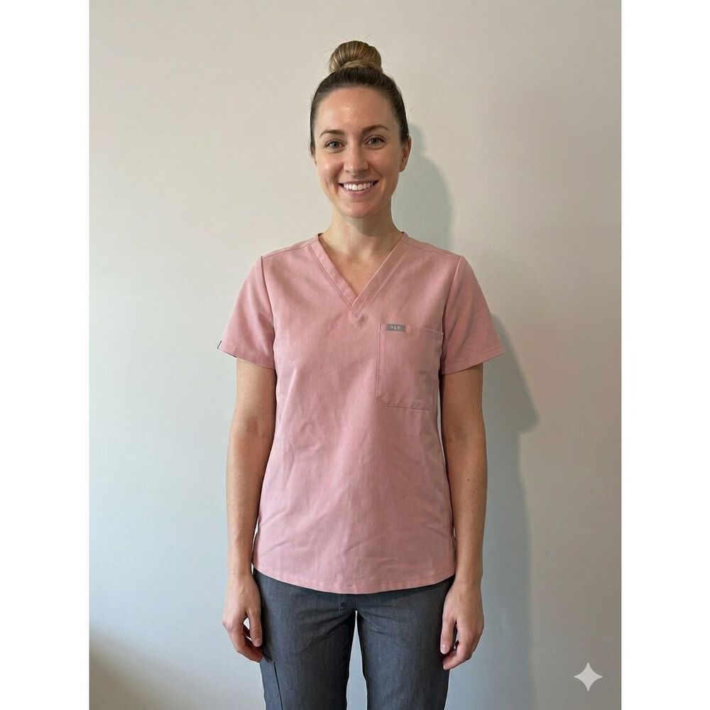 FIGS Catarina One-Pocket Scrub Top | Dusty Rose Pink | Size Small